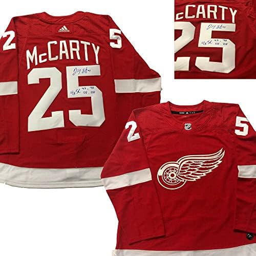 DARREN MCCARTY İmzalı ve Yazılı Detroit Red Wings Kırmızı Adidas PRO Forması - 4x SC İmzalı NHL Formaları