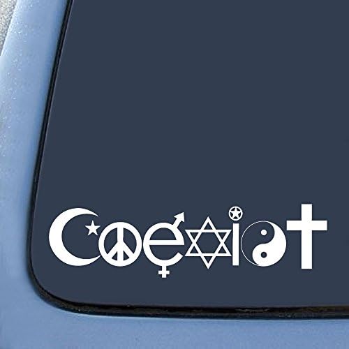 Bir arada Barış Din Sticker Çıkartma Dizüstü Araba Dizüstü 8 x 2 (Beyaz)