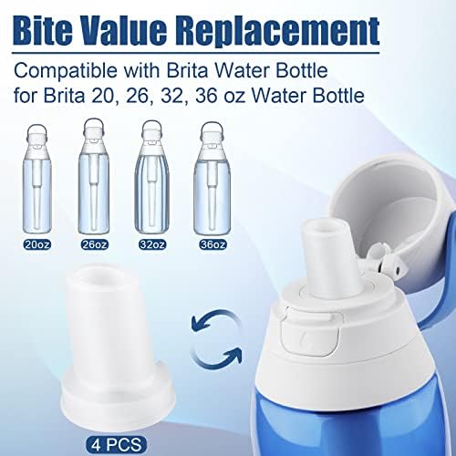 Bite Vana değiştirme Brita su şişesi ve Brita filtresi ile uyumlu Su şişesi ağızlık değiştirme silikon, 4 adet Brita yalıtımlı