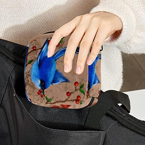 ORYUEKAN temizlik peçeteleri saklama çantası, Taşınabilir Dönem Çantası Kadınlar Kızlar için Adet Fincan Çantası, Mavi Kuş