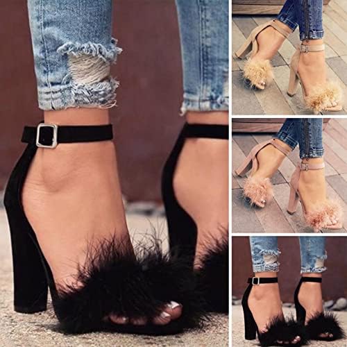 Xudanell Sandalet Kadınlar için Sivri Burun Stiletto Topuklu Bulanık Ayak Bileği Zincir Strappy Kayma Seksi Şık Yaz Bayan