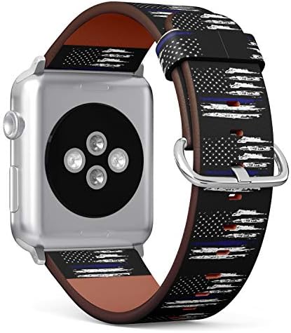 Apple Watch 4/3/2/1 Spor Serisi (38mm) ile Uyumlu S - Tipi iWatch Deri Kayış Baskı Yedek Bileklikler-Amerika Birleşik Devletleri