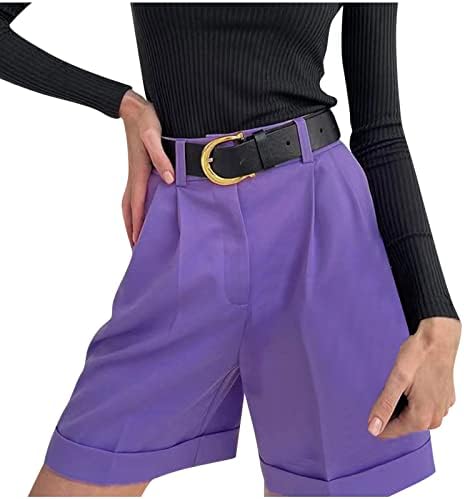 Kadın Yüksek Bel Cep Şort Yaz Rahat Şık Şort Gevşek Fit kısa pantolon Moda Fermuar Düz pantolon Bermuda Kısa