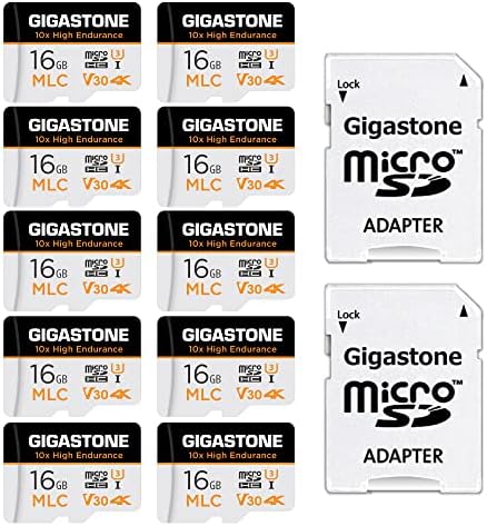 [10x Yüksek Dayanıklılık] Gigastone Endüstriyel 16GB 10'lu MLC Micro SD Kart, 4K Video Kaydı, Güvenlik Kamerası, Çizgi Kamerası,