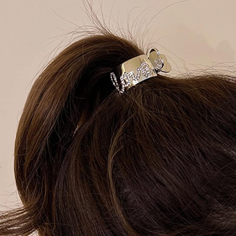 SDFGH Kore İnci ızgara taklidi Metal saç tokası Kadın Elmas Küçük Saç Tokası Yüksek At Kuyruğu Tutucu Basit (Renk: Gümüş,