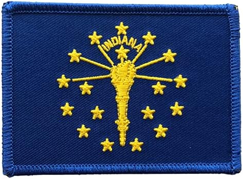 Indiana Eyalet Bayrağı Dikdörtgen İşlemeli Yama, Ütü Yapışkanlı
