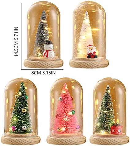 Mini Noel ağacı süsleri Noel ağacı minyatür cam kubbe Noel için LED ışıkları ile DIY zanaat parti dekorasyon telefon noel