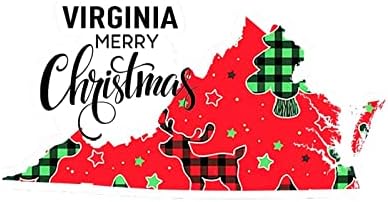 Virginia Ev Devlet Noel Çıkartmaları Merrry Noel Virginia Haritası Araba Çıkartması Noel Dekorasyon Pencere Çıkartması Vinil