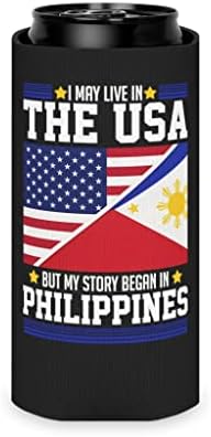 Bira Can Soğutucu Kollu Komik Amerikan Filipinliler Alaycı Filipinli Kadın Erkek Söyleyerek Komik Asyalılar İnce Can