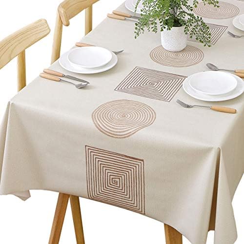 TruDelve Ağır Vinil Masa Örtüsü Mutfak yemek masası Silinebilir PVC Masa Örtüsü Dikdörtgen Masa(54x 108, geometri)