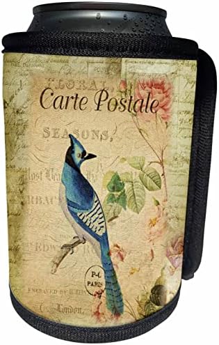 Yaprakları ve Yaprakları olan Bir Fransız Vintage Mavi Kuşunun 3dRose Görüntüsü. - Şişe Sargısını Soğutabilir (cc_357312_1)