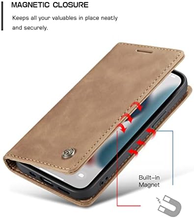 ZiEuooo Flip Cüzdan Kart Tutucu Premium Deri Standı Telefon Kılıfı için iPhone 13 14 12 11 Pro Max Mini X XS XR SE 8 7 Artı,