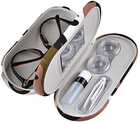 Kontakt Lens Çantası, Camo 2'si 1 Arada Çift Taraflı Taşınabilir Gözlük Kılıfları, Ev, Ofis ve Seyahat için Ayna, Cımbız