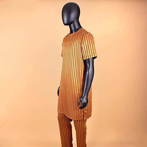 APTX Eşofman Erkekler Afrika Giysi Artı Boyutu Kısa Kollu İki Fermuar Bluz ve Pantolon 2 Parça Set