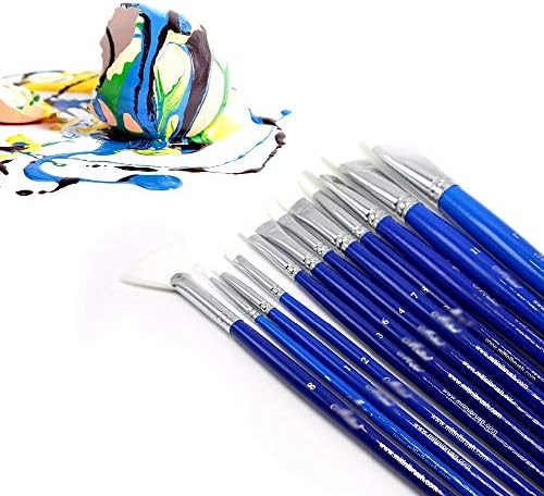 UXZDX 12 adet Mavi Naylon Saç Boya Suluboya Boya Fırçası Seti Yağlıboya Sanat Malzemeleri Yağlıboya Yağlıboya Akrilik Boya