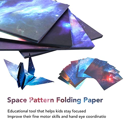 200 Sayfalık Origami Kağıtları, Çift Taraflı Katlanır Kağıt Okul Çocukları DIY Dış Uzay Yıldız Desen Sanat El Sanatları için