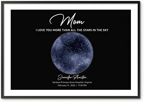 Özel Tarih Posteri için Özel Yıldız Haritası, Kişiselleştirilmiş Yıldız Haritası Kızından Anneye Yıldönümü Doğum Günü Hediyeleri,