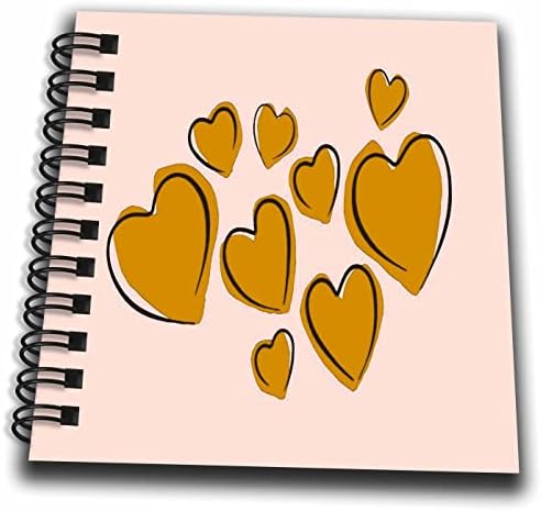 3dRose Sevimli Kalpler Elle Çizilmiş Sarı Romantik Doodle-Çizim Kitapları (db_357350_3)