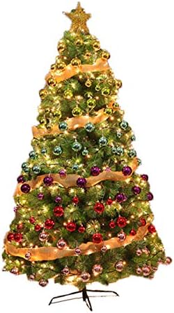 YUMUO Yapay Noel Ağaçları Seti, Şifreleme Çam İğneleri Noel Çam Ağacı İç ve Dış Dekorasyon için Metal Tabanlı-Yeşil 240cm