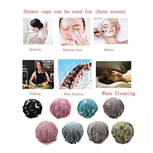 1 Adet su geçirmez duş Başlığı, yeniden kullanılabilir elastik baskılı koruma saç banyo başlığı (08 mor gül)