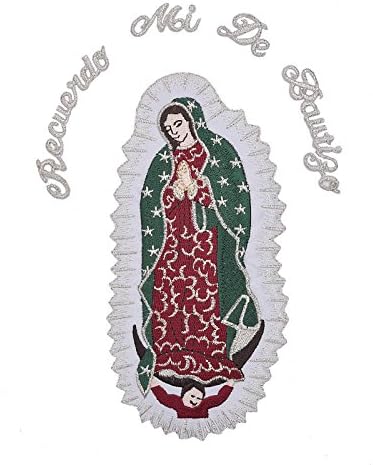 Benim Leydim Quadalupe Meryem Ana Maria Vaftiz Vaftiz Din Adamları Giyim Yama (Gümüş İspanyolca Kelime 7 x 5)
