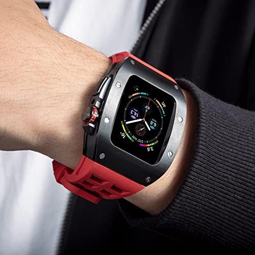 BHOLSA Lüks Modifikasyon mod seti apple saat bandı İçin Kılıf 8 45mm 44mm Metal Çerçeve Çerçeve Bilezik Yedek Kayış iWatch