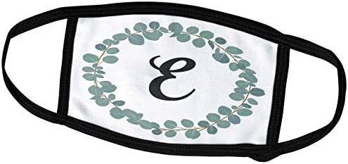 3dRose Janna Salak Tasarımları Monogram Koleksiyonu-E Harfi Monogram Okaliptüs Yaprakları Çelenk Zarif Yeşillik-Yüz Maskeleri