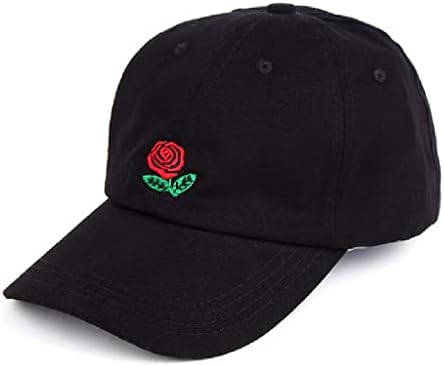 DHTDVD Duş Pamuk Gül baba şapka Kadın Erkek Ayarlanabilir Çiçek beyzbol şapkası Nakış Snapback şapka Kavisli Yaz Sunhat (Renk: