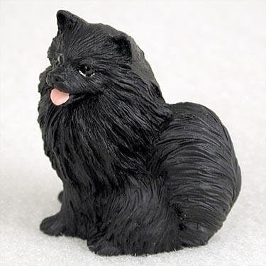 Konuşma Kavramları Pomeranian Minyatür Köpek Heykelciği-Siyah