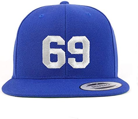 Trendy Giyim Mağazası Numarası 69 Beyaz İplik İşlemeli Düz Fatura Snapback Beyzbol Şapkası