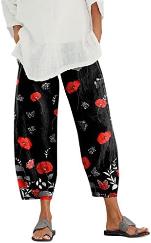 felwors Geniş Bacak Pantolon Kadınlar için Yüksek Bel, dinlenme pantolonu Hafif Baskılı Yaz Dipleri Çiçek Sweatpants Pantolon