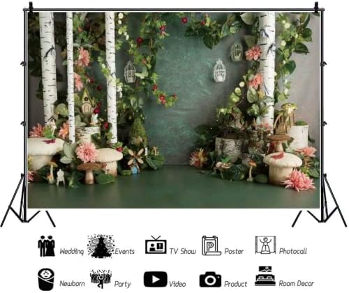 Rustik Çiçek Evi Arka Planında Fotoğrafçılık için 5x3ft Bahar Bahçe Dekor Yeşil Yapraklar Düğün Fotoğraf Arka Plan Parti