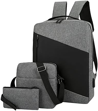 Sırt çantası Üç Parçalı Renkli Seyahat Çantası Bilgisayar İş Çantası Omuz Rahat uyumlu çanta Büyük Boy Sırt Çantası (1-Gri,