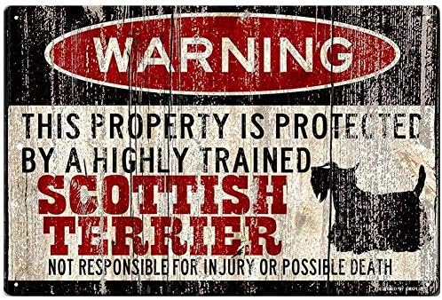 İskoç Terrier İşareti, Komik Metal Tabelalar, Köpek Uyarı İşareti, Korumalı, Scottie İşareti, Uyarı İşareti Tabela 8X12 İnç