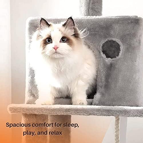 Kedi Ağacı Kedi Kulesi Kapalı Kediler için Kınamak Tırmalama Direkleri ile Çok Seviyeli Büyük Hamak Peluş Levrek Yavru Kedi