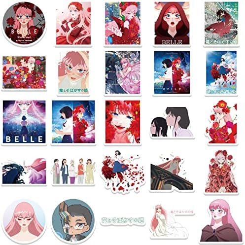 50 adet Belle: Ejderhalar ve Çiller Prensesi Çıkartmalar Sevimli Karikatür Estetik Vinil Çıkartmalar, komik Anime Çıkartmalar