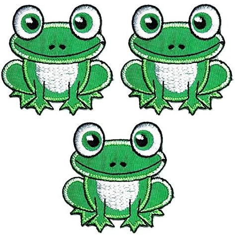 Umama Yama 3 Set Yeşil Kurbağa Sevimli Hayvan Karikatür Etiket Yamalar Kurbağa DIY Aplike İşlemeli Dikmek Demir on Patch