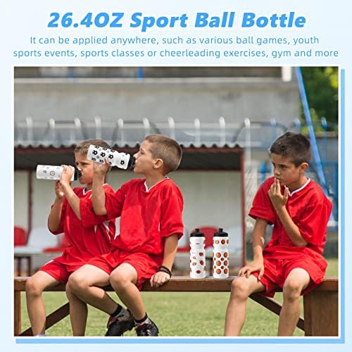 Gerrıı 4 Adet Çocuklar spor şişesi 26.4 oz Spor Sıkmak Su Şişesi Sızdırmaz Kapaklı Spor Topu Şişesi Sıkmak su filtre şişesi