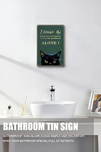 Zomyto Afedersiniz Banyo Retro Tabela-Kedi Banyo Duvar Sanatı ve Dekoru-Komik banyo duvar dekoru-Tuvalet İşareti - Retro