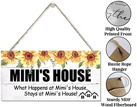 EDCTO Vintage Tarzı İşareti, Mimi'nin Evi Mimi'nin Evinde Ne Olur, Mimi'nin Evinde Kalır, Asılı Ahşap İşareti Ev Dekoratif,