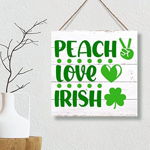 Ahşap Duvar Sanatı Plak Şeftali Aşk İrlandalı İşareti Yonca St Patrick Tırnak Ahşap Kapı Asılı İşaretleri Şanslı Yonca Komik