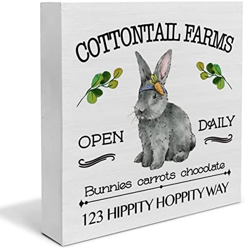 Ülke Çiftlik Evi paskalya tavşanı Ahşap kutu işareti Dekor Masa Burcu Paskalya Alıntı Ahşap Kutu Blok İşareti Rustik Ev Raf