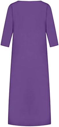 Artı Boyutu uzun elbise Kadınlar için Düz Renk Pamuk Keten Dökümlü Elbise Bayanlar Yaz Yarım Kollu O-Boyun Plaj Maxi Elbiseler