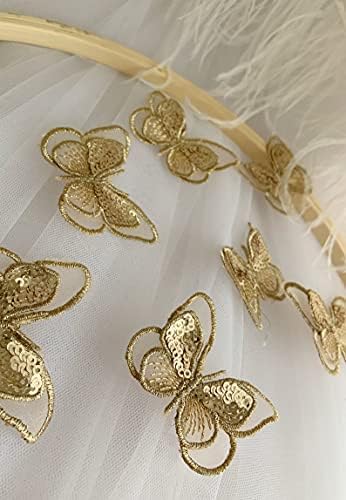Mahacraft 20 adet Altın Kelebek Dantel Aplike Metalik Altın Kelebek Korse Yama-dikiş kumaşı