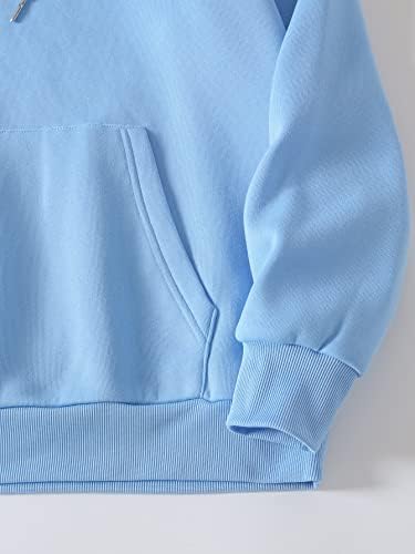 AVLUZ Tişörtü Kadın - Erkek Mektup Grafik Kanguru Cep İpli Termal Astarlı Hoodie (Renk: Bebek Mavisi, Boyut: Orta)