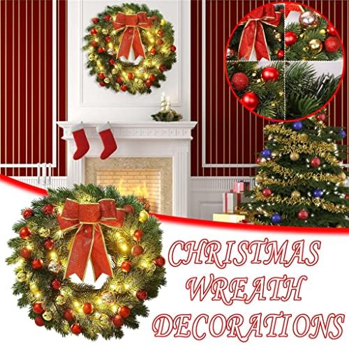 ZHYH Noel Çelenk ile pilli led ışık Dize Ön Kapı Asılı Çelenk Tatil ev dekorasyonu (Renk: D, Boyutu: 16 inç)